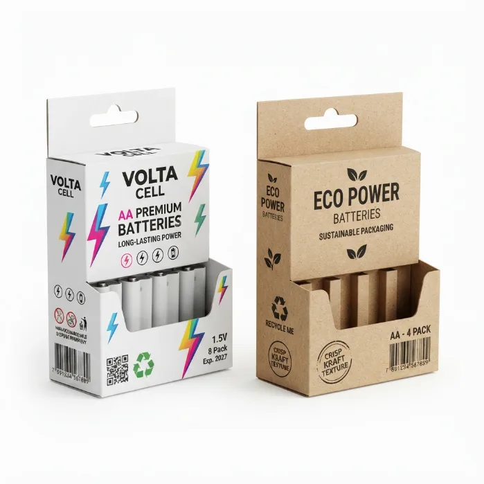Custom printed battery display hanger boxes with your logo