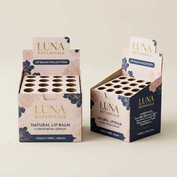 Custom printed lip balm display boxes with your logo